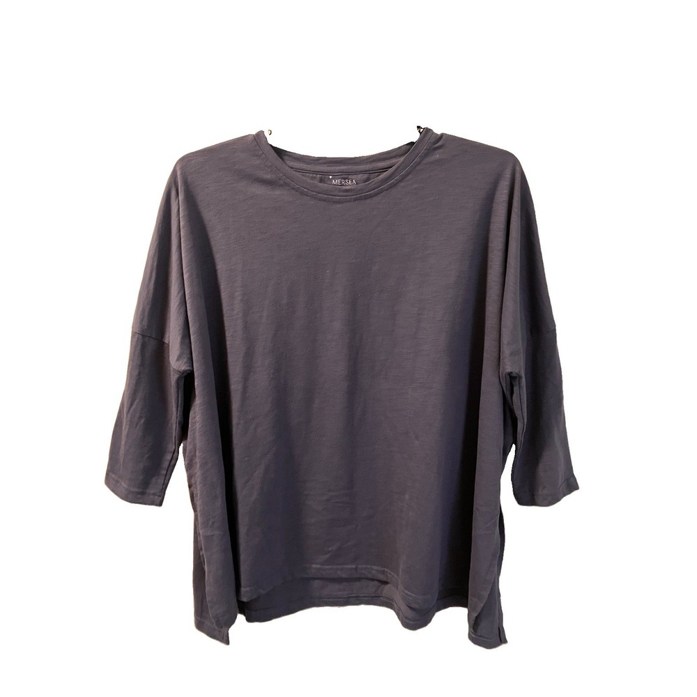 Mersea Catalina Slub Tee Shirt Blue Gray Oversized Boxy Top One Size OS